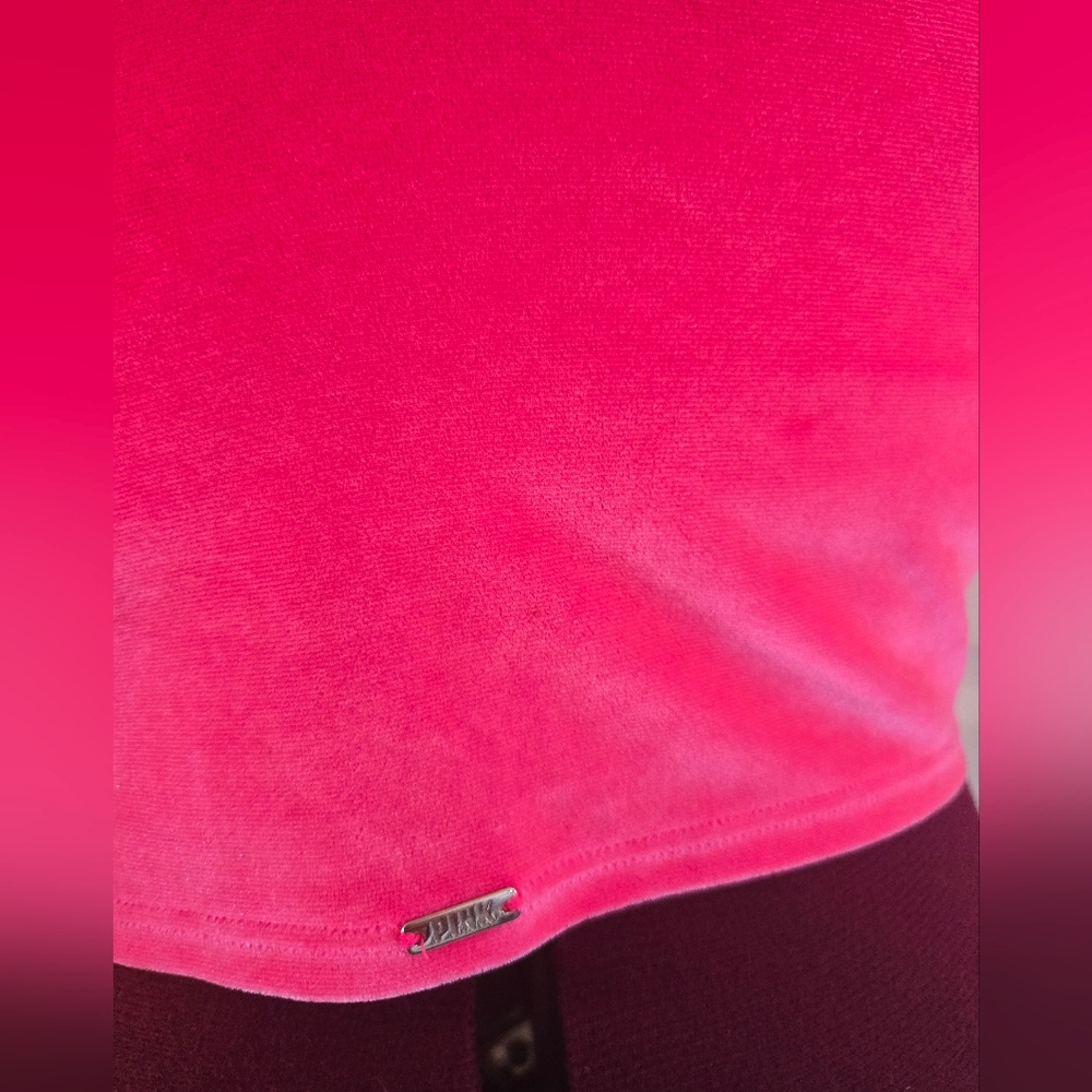 Victoria's Secret PINK Hot Pink Velvet Long Line Bralette Size Medium - Picture 3 of 8